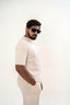 Men's Drop-Shoulder T-Shirt – Oatmeal with Back Logo