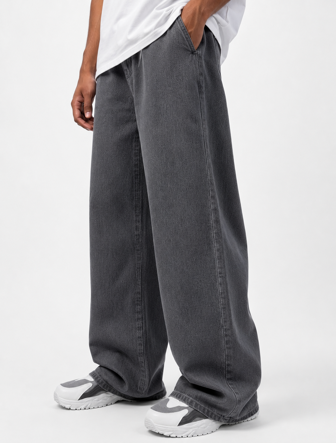 PLAIN ANTIQUE GRAY DENIM TROUSER