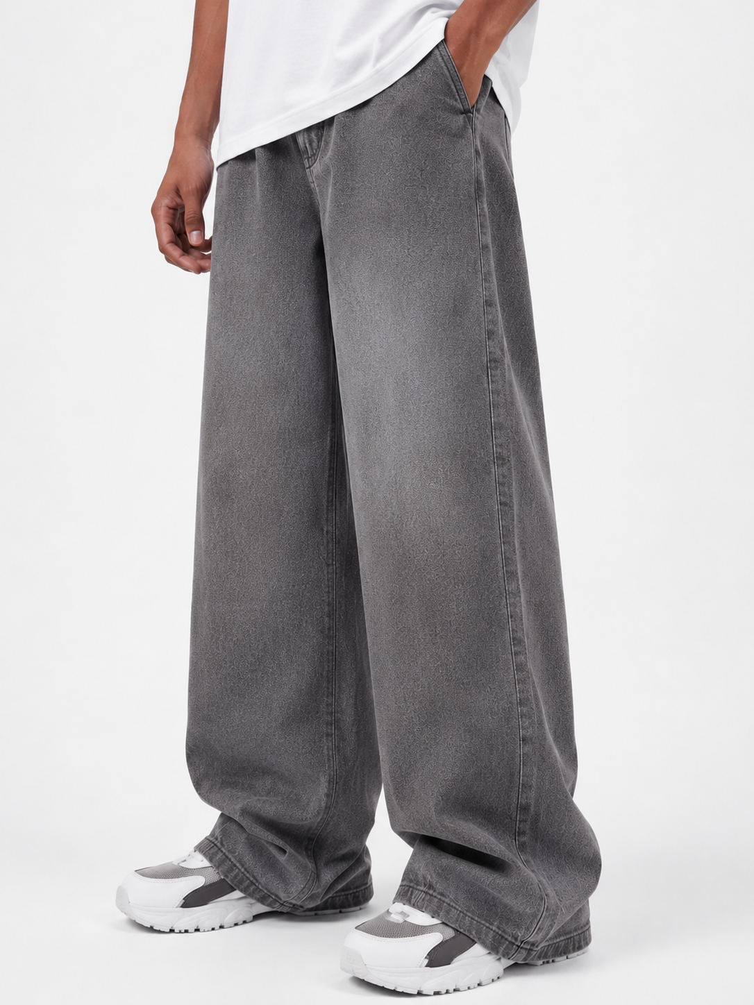 PLAIN SMOKEY GRAY DENIM TROUSER Main image