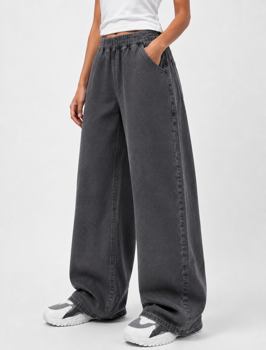 PLAIN ANTIQUE GRAY DENIM TROUSER