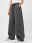 PLATTED ANTIQUE GRAY DENIM TROUSER