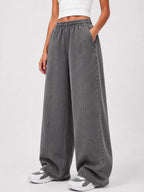 PLATTED SMOKEY GRAY DENIM TROUSER (UNISEX)