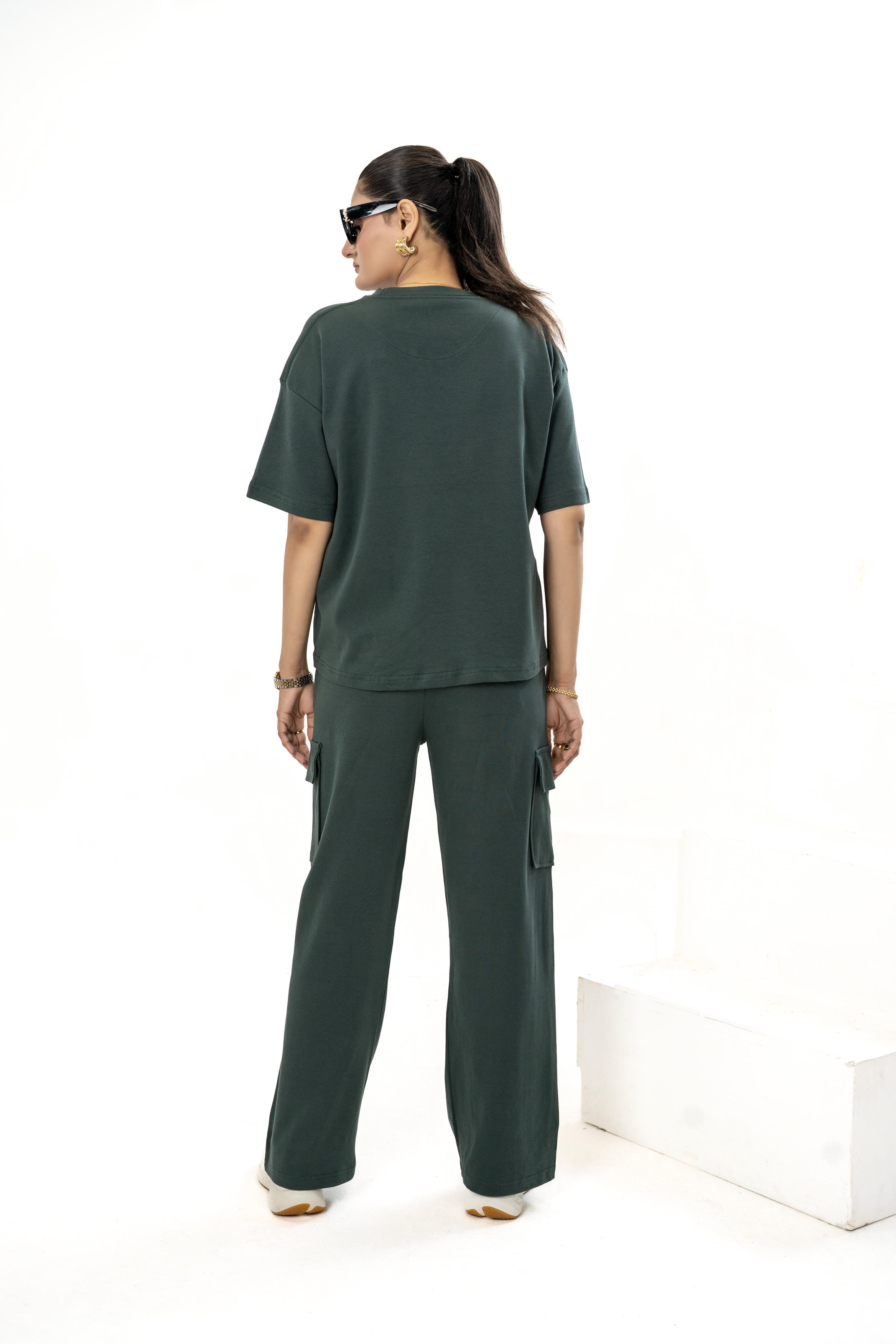 Female Drop Shoulder T-Shirt – Forest Green
