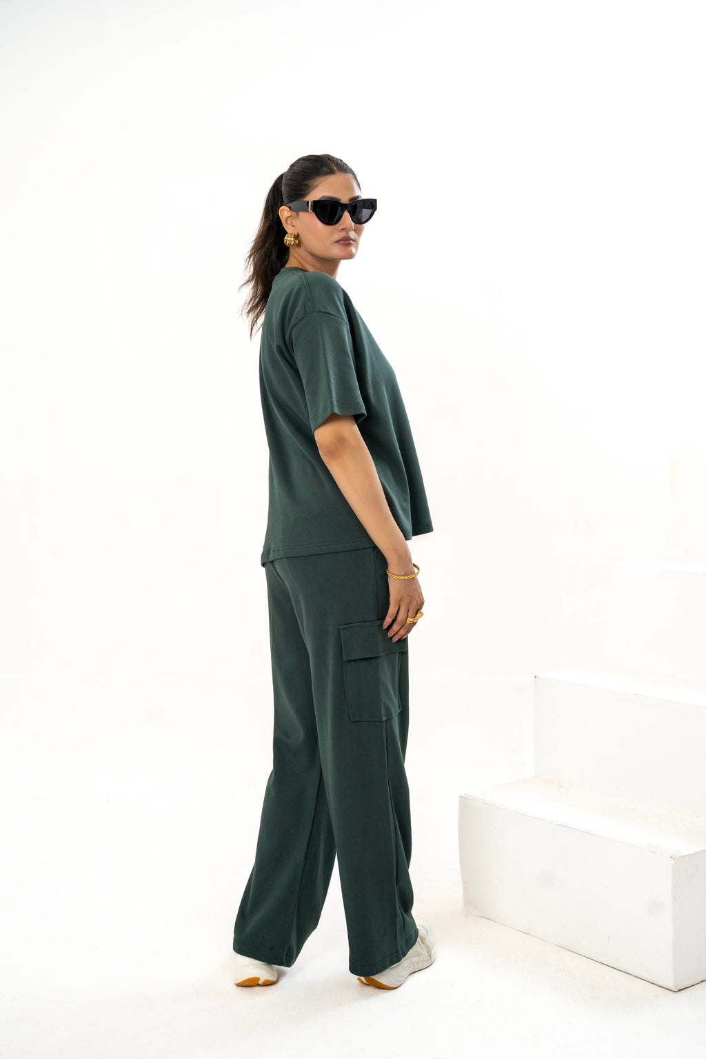 Female Drop Shoulder T-Shirt – Forest Green