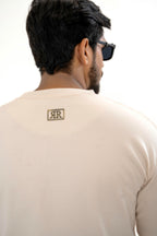Men's Drop-Shoulder T-Shirt – Oatmeal with Back Logo