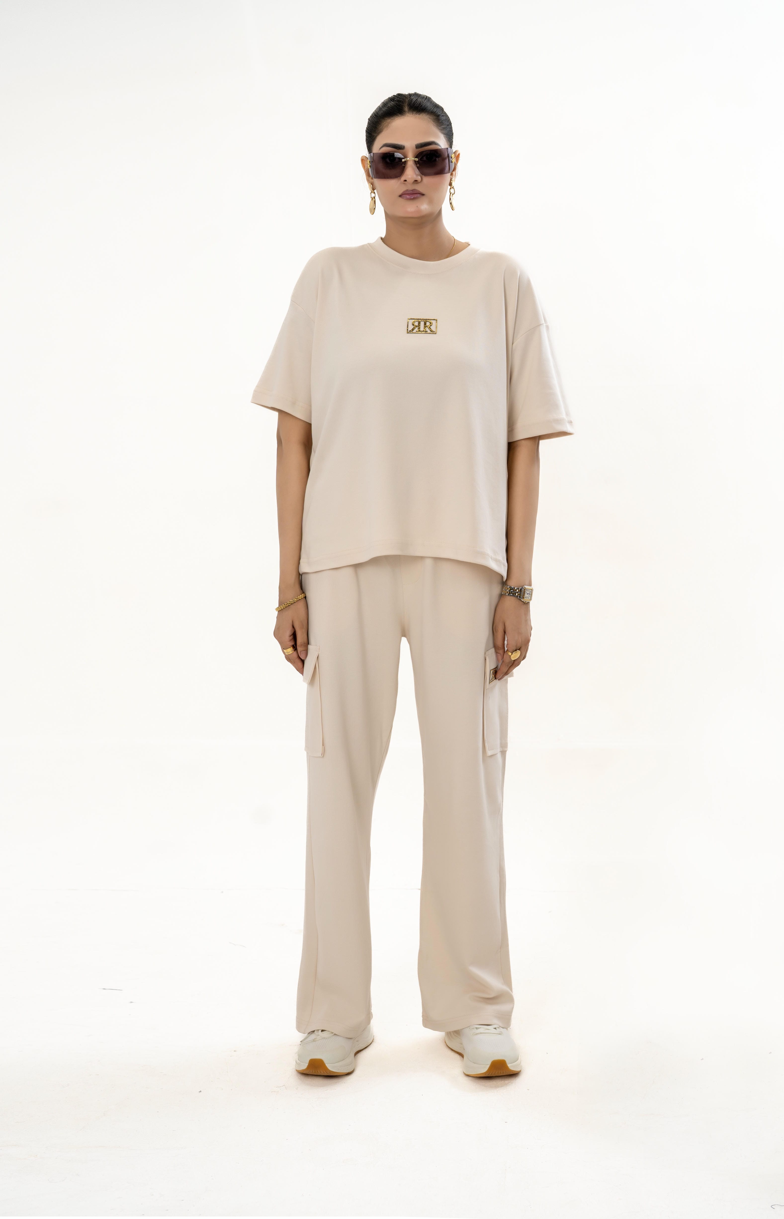 Female Drop Shoulder T-Shirt – Oatmeal