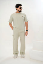 Men's Drop-Shoulder T-Shirt – SAGE  GREEN with Front Logo