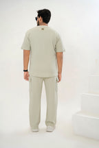Men's Drop-Shoulder T-Shirt – SAGE  GREEN with Back Logo