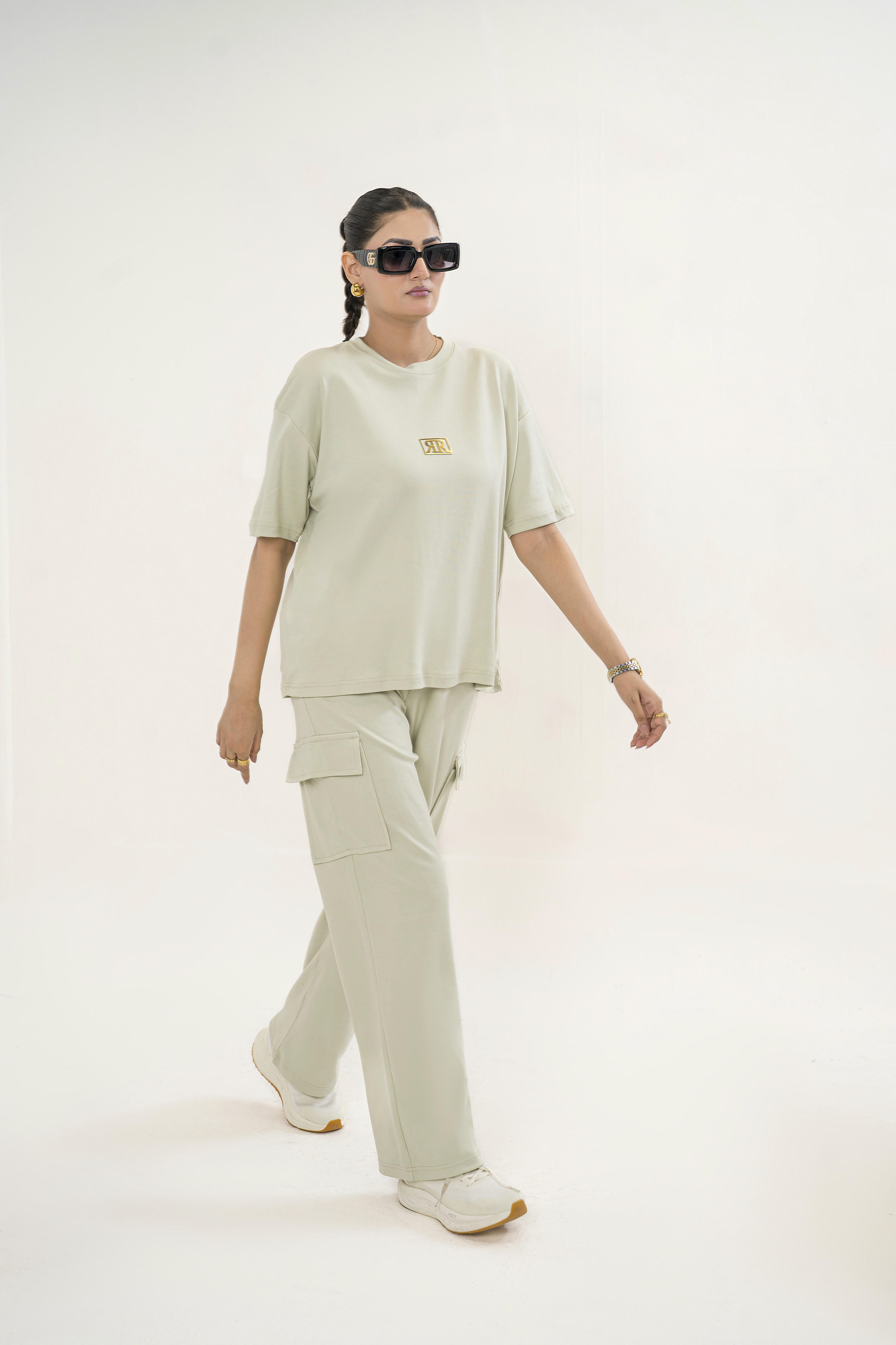 Female Drop Shoulder T-Shirt – SAGE  GREEN