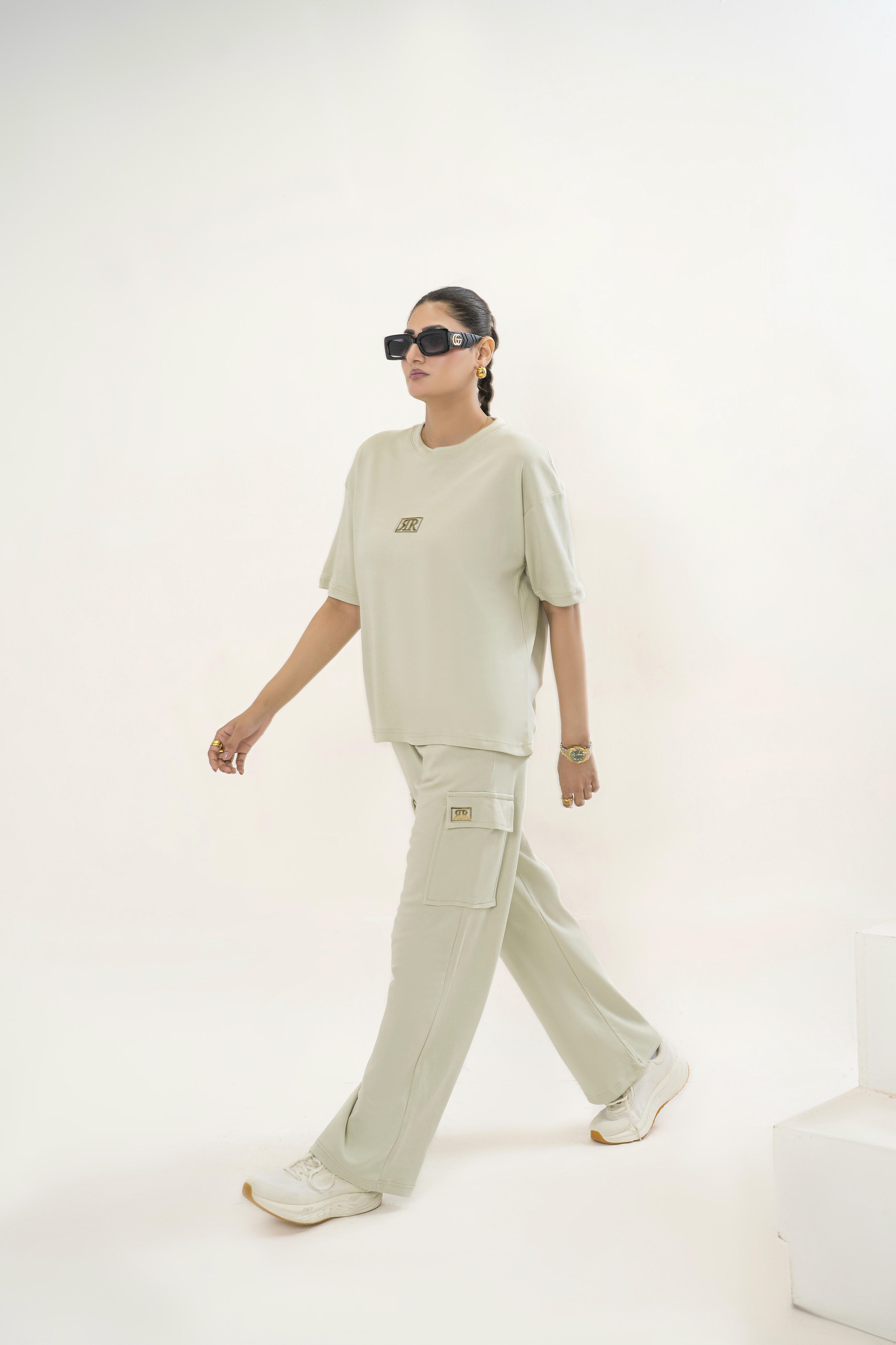 Female Drop Shoulder T-Shirt – SAGE  GREEN