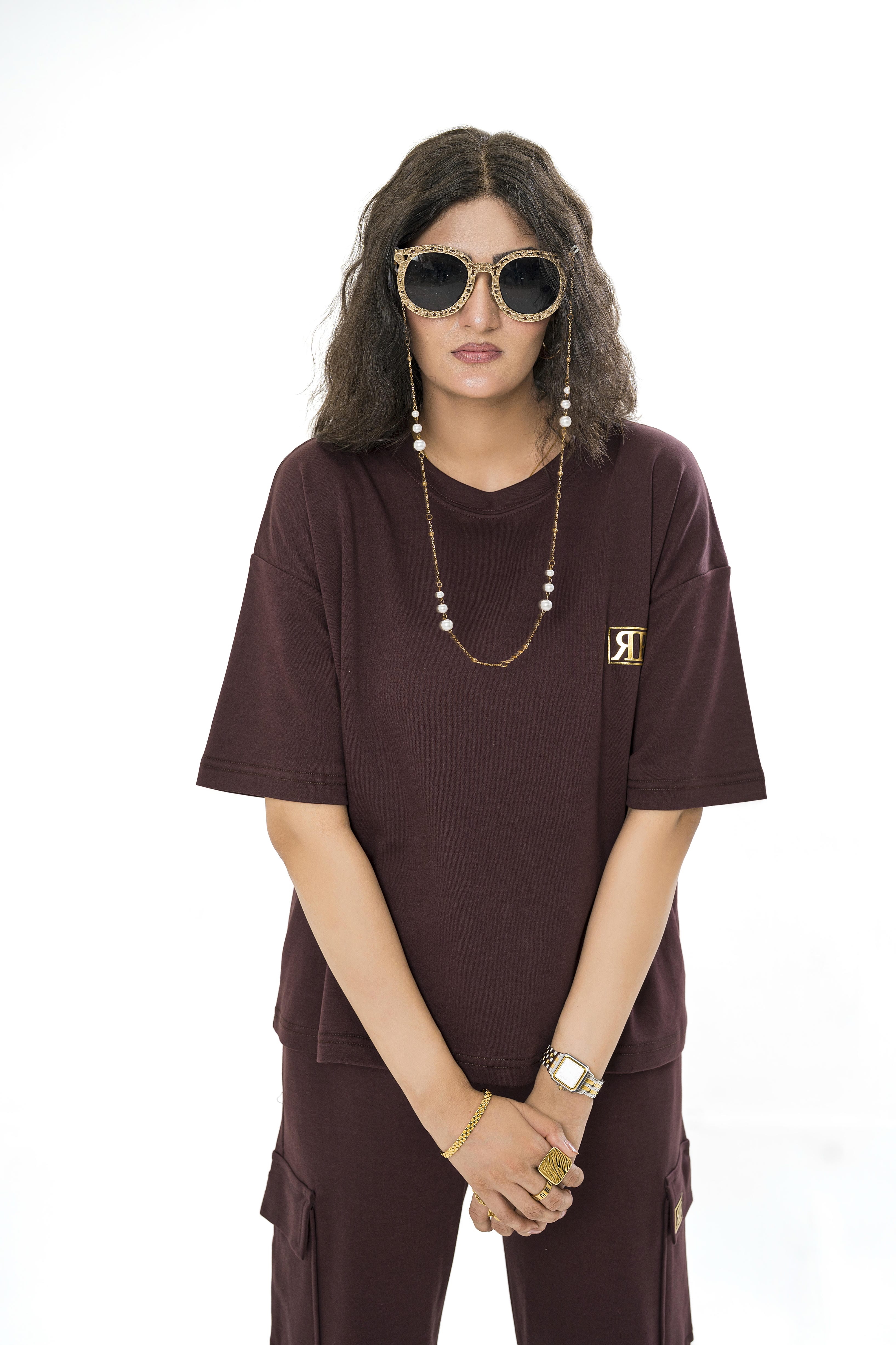 Female Drop Shoulder T-Shirt – Maroon