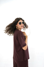 Female Drop Shoulder T-Shirt – Maroon