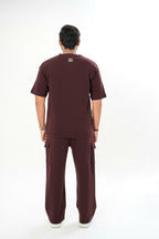 Men's Drop-Shoulder T-Shirt – Maroon with Back Logo