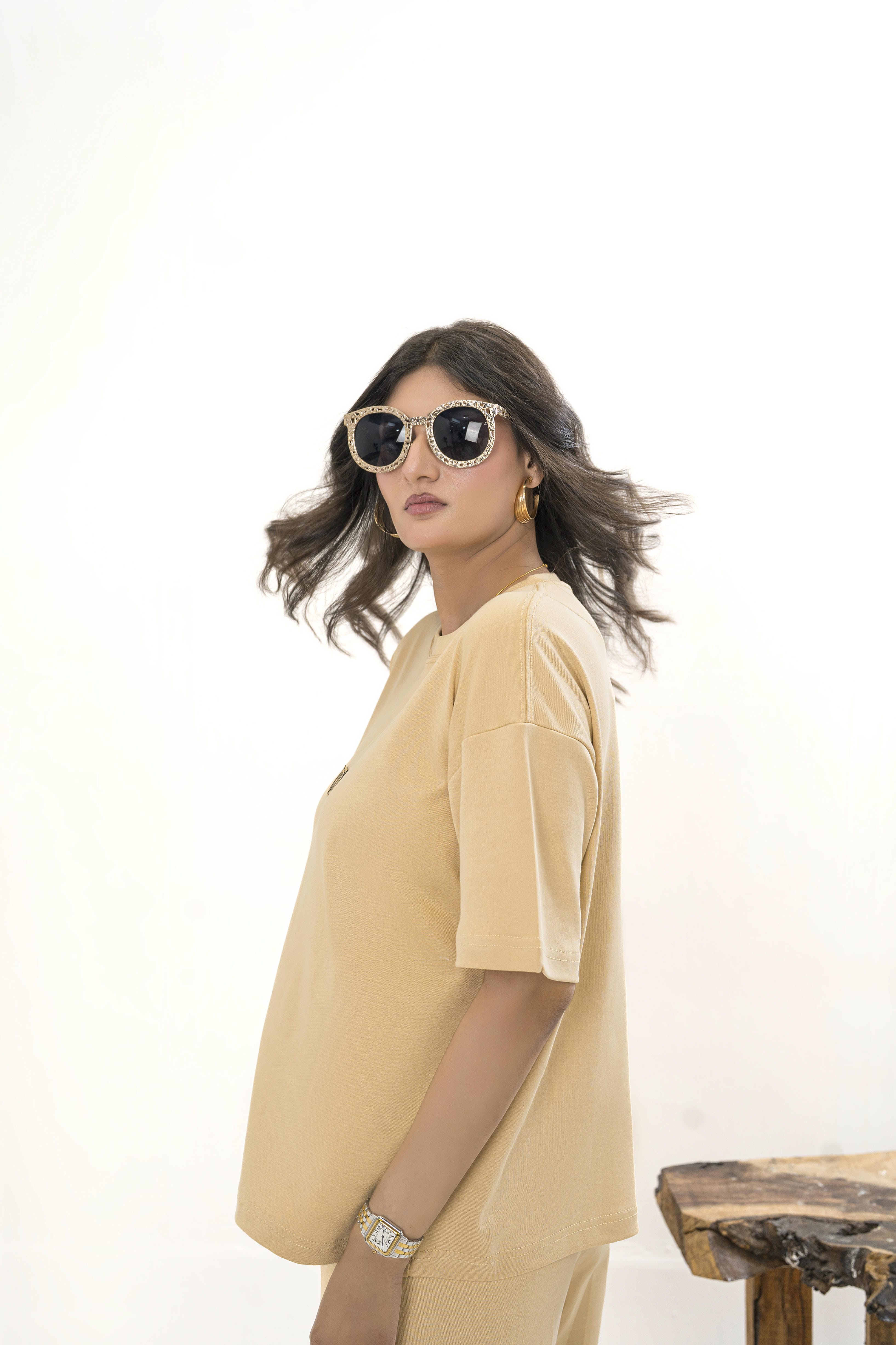 Female Drop Shoulder T-Shirt – Desert Sand Main image