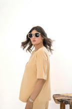 Female Drop Shoulder T-Shirt – Desert Sand