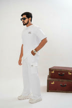 Men's Drop-Shoulder T-Shirt – WHITE with Front Logo