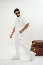 Men's Drop-Shoulder T-Shirt – WHITE with Front Logo