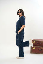 Female Drop Shoulder T-Shirt – Midnight Blue