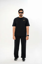 Men's Drop-Shoulder T-Shirt – Black with Front Logo