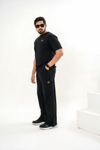 Men's Drop-Shoulder T-Shirt – Black with Front Logo