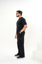 Men's Drop-Shoulder T-Shirt – Black with Front Logo