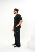 Men's Drop-Shoulder T-Shirt – Black with Back Logo
