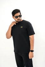 Men's Drop-Shoulder T-Shirt – Black with Front Logo