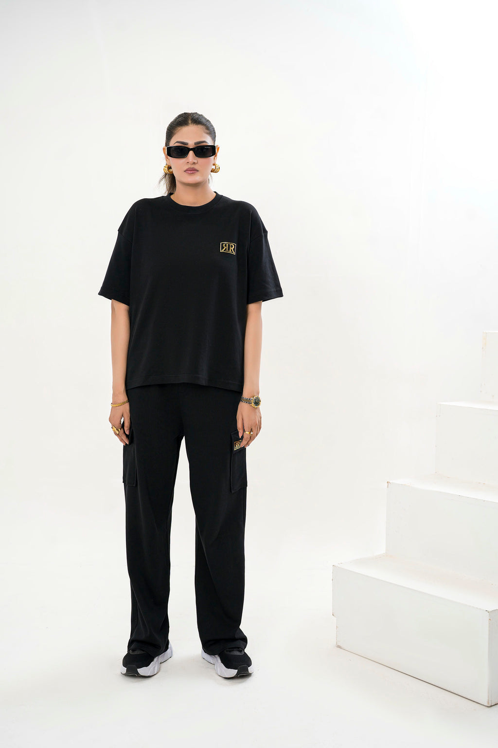 Female Drop Shoulder T-Shirt – BLACK