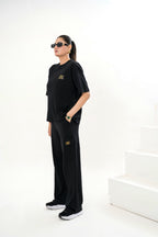 Female Drop Shoulder T-Shirt – BLACK