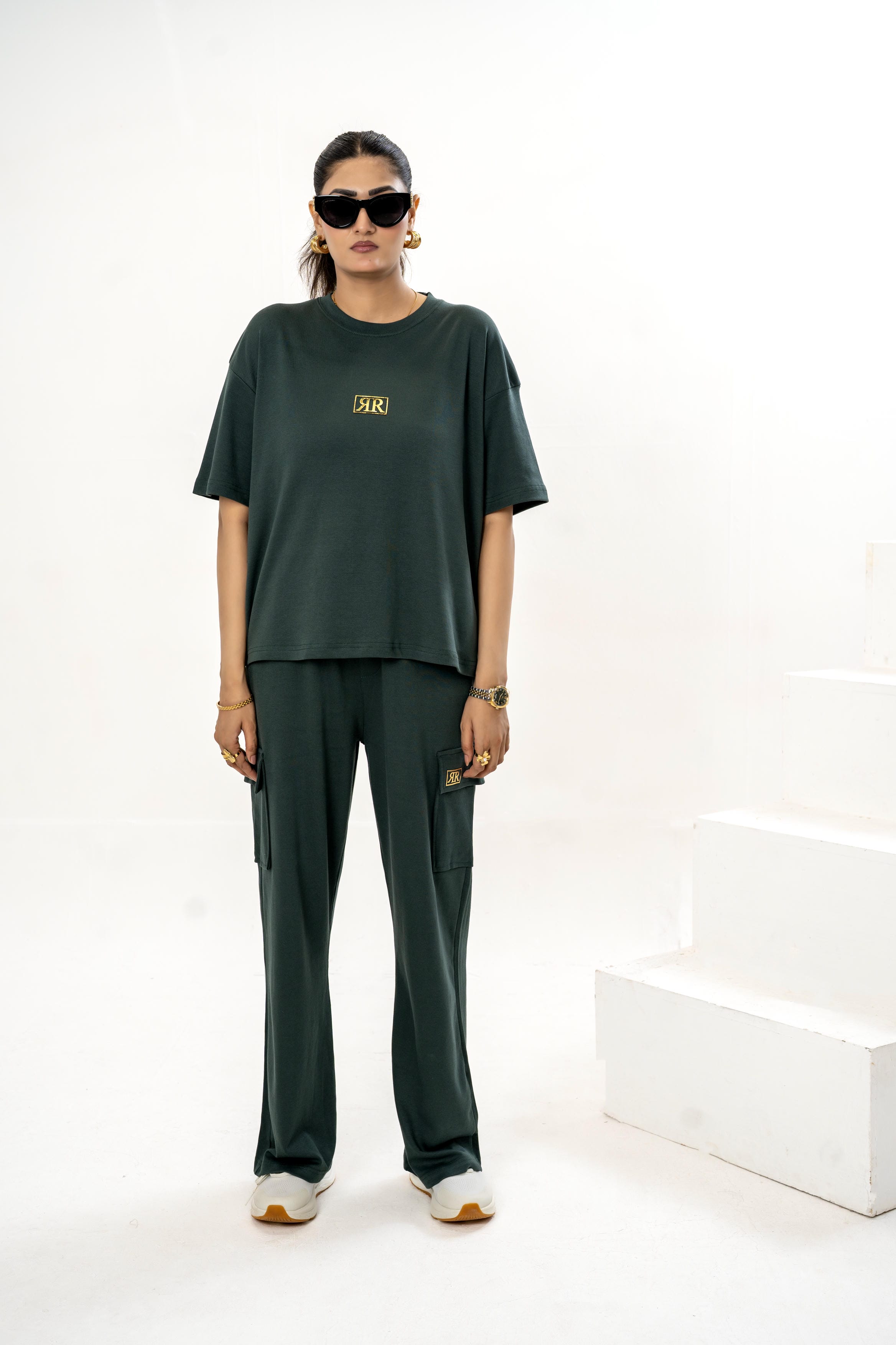 Female Drop Shoulder T-Shirt – Forest Green