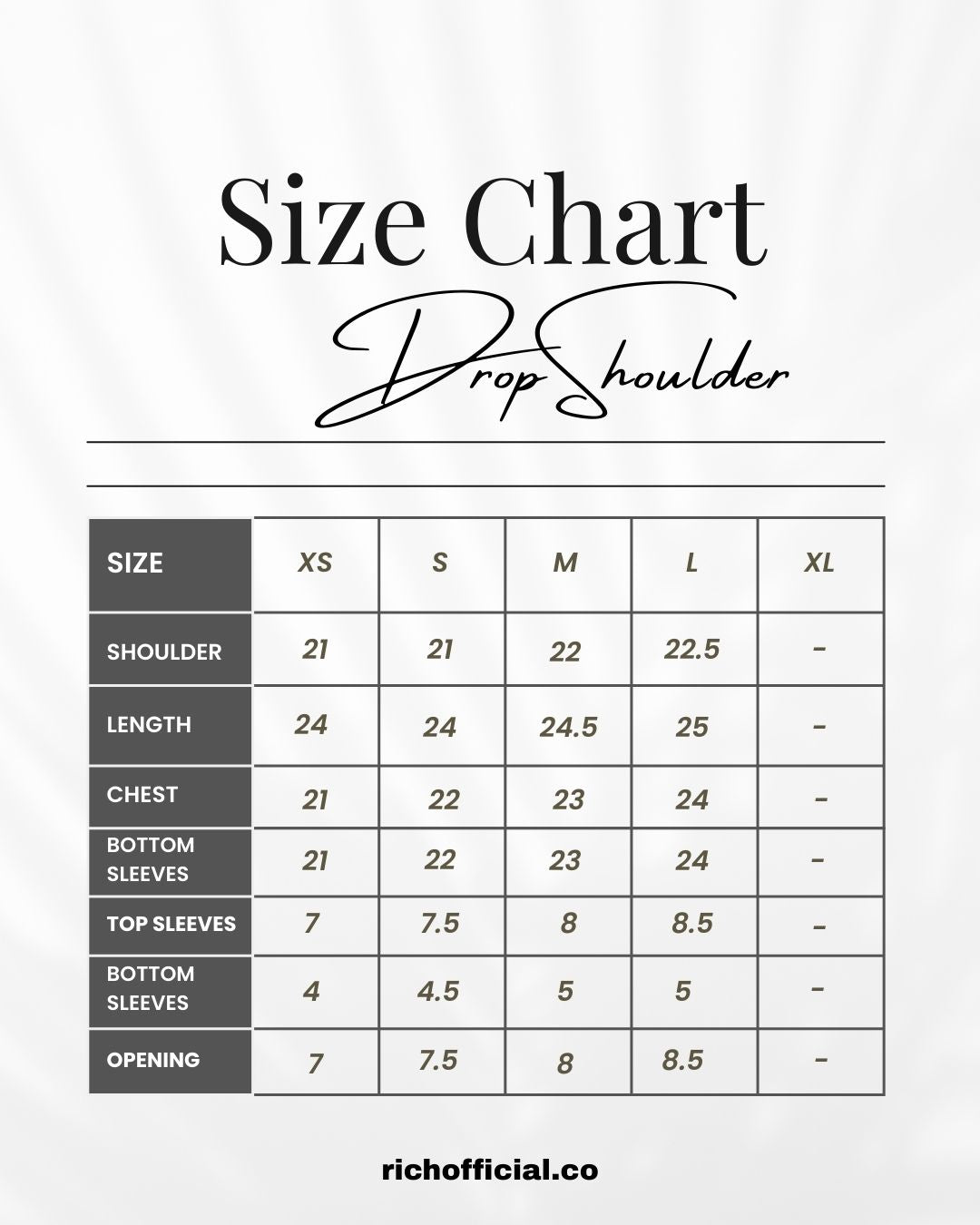Size chart