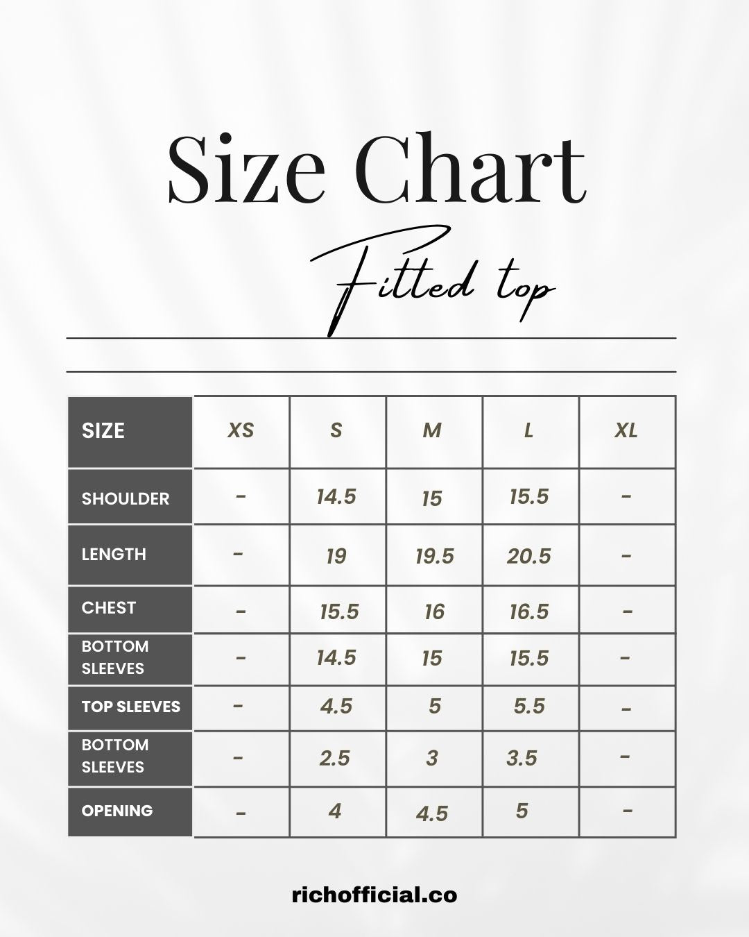 Size chart