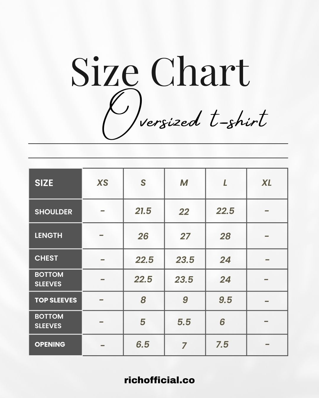 Size chart